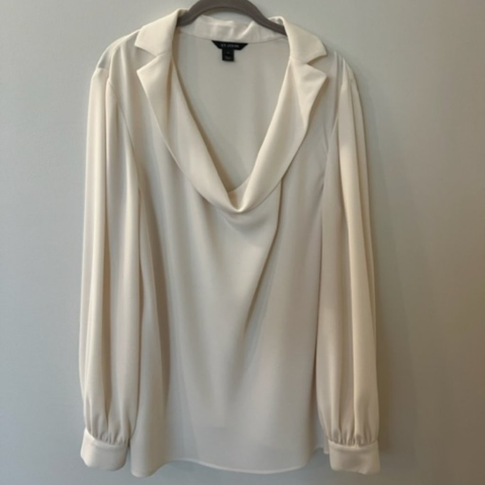 St. John Ivory Draped Blouse
